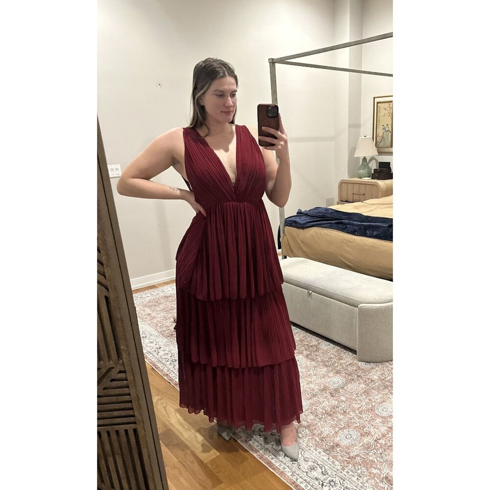 Fame & Partners Red Wine Dress Size 10 MSRP $379 Formal Occasion